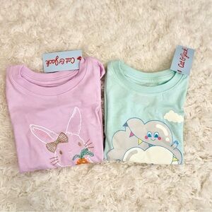 Cat & Jack Girls Bunny Clouds T-Shirt Set Purple Mint